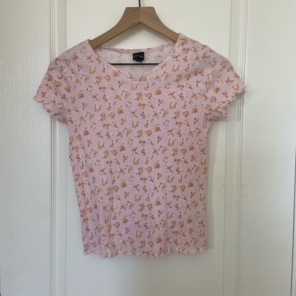 Art Class Pink Floral Short Sleeve Tee